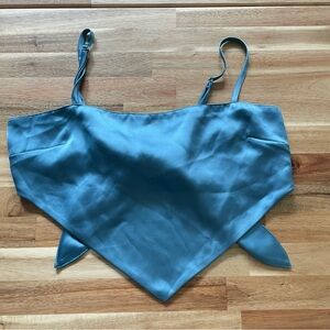 Blue Satin Handkerchief Top